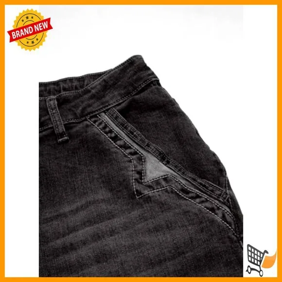 Mid Waist Wide Leg Jeans with Stitch Decor Washed Denim Pants - Picture 5 of 6